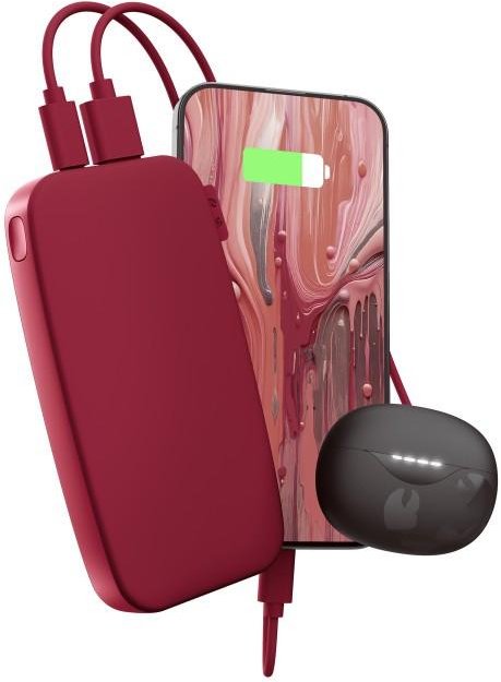 Powerbank 12000mAh USB-C, Ultra Fast Charge & 20W PD,Berry Red (00231824)