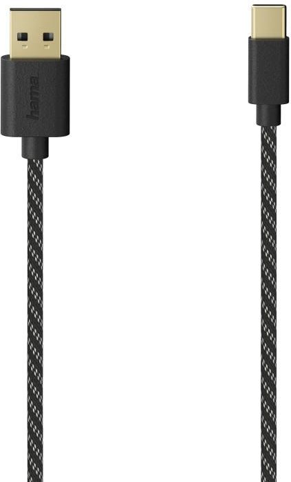 USB-C-Kabel, USB 2.0, vergoldet, Gewebe, 1,50 m (00201002)