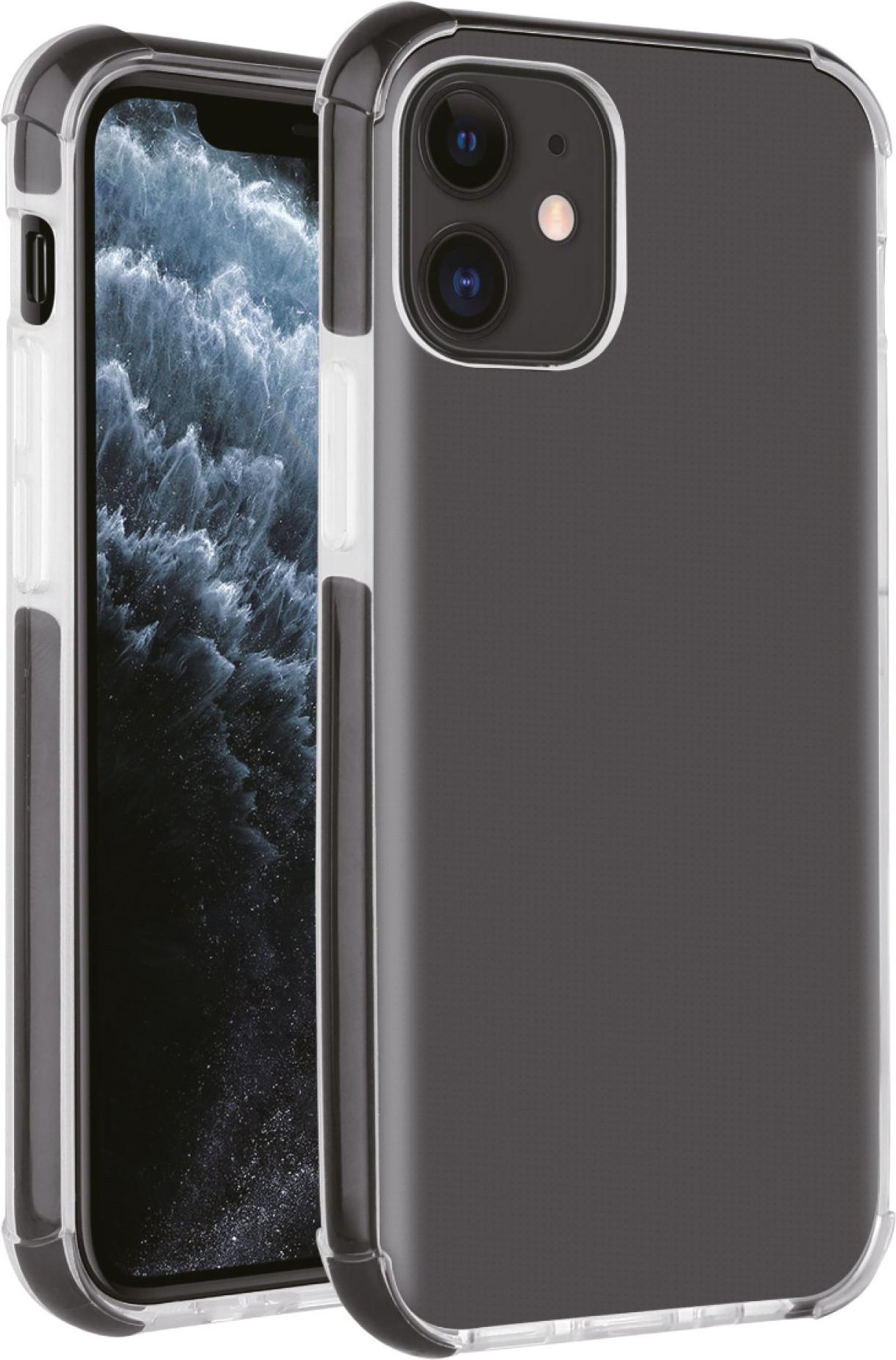 Rock Solid, Anti Shock Schutzhülle für iPhone 12, iPhone 12 Pro transparent/schwarz (62130)