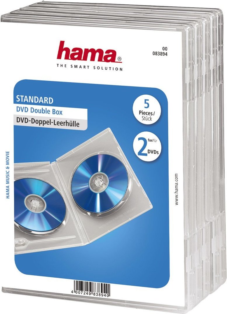 DVD-Doppel-Leerhülle Standard, 5er-Pack, Transparent (00083894)