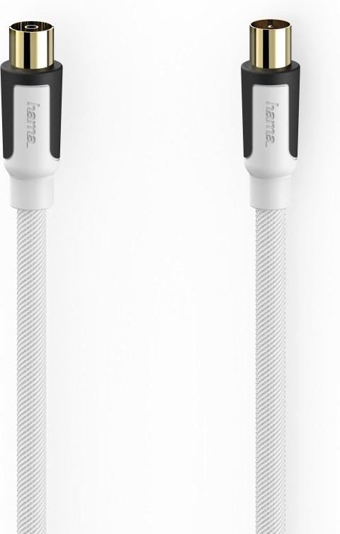 Antennen-Kabel Koax-Stecker-Koax-Kuppl., Gewebe, verg., 3,0 m, 100 dB, Weiß (00205446)