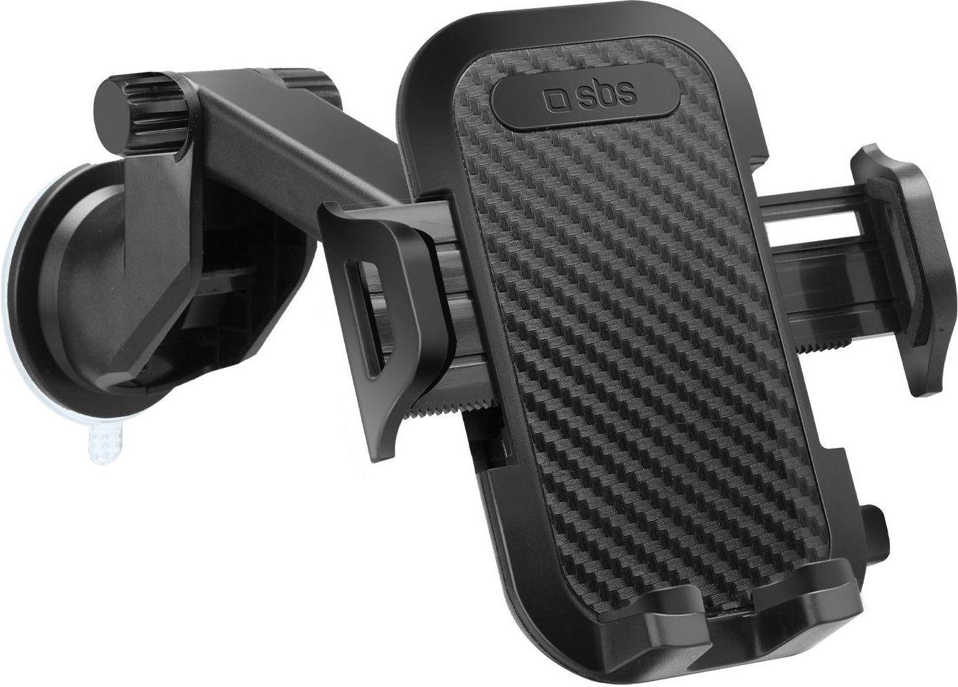 Teleskopische Handy-Autohalterung mit Saugnapf, Schwarz