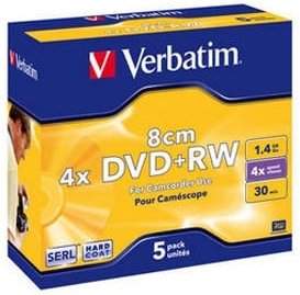 Thumbnail - DVD+RW 8cm Matt Silver 1.46 GB, 4x, 5er Pack DVD-Rohlinge