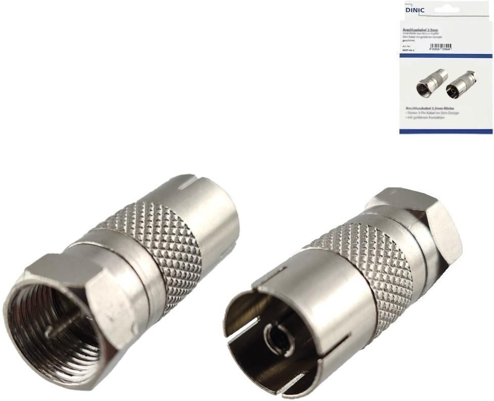 Adapter F-Stecker auf Koax-Kupplung, SAT Stecker auf ANT Kupplung, Vollmetall