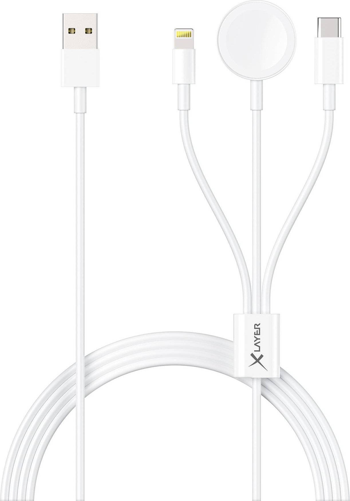 Octopus 3-IN-1 Multi-USB Ladekabel Apple, 1,5 m, weiß