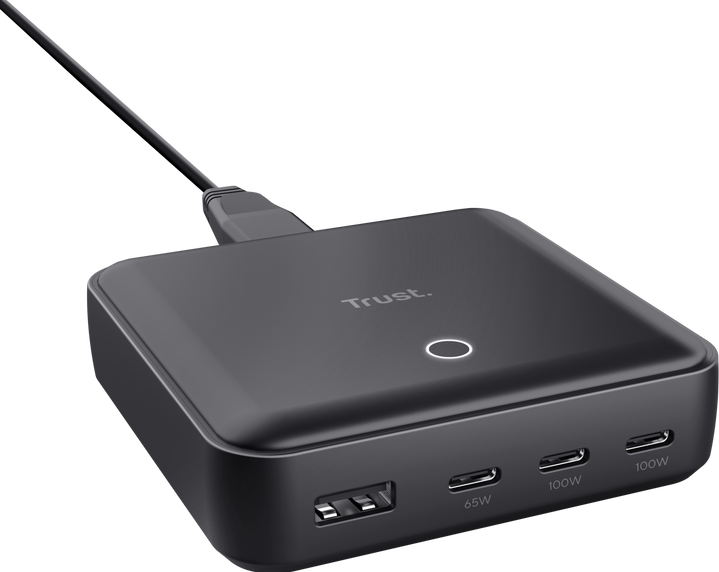 100 W USB-Tischladegerät mit 4 Anschlüssen, Schwarz