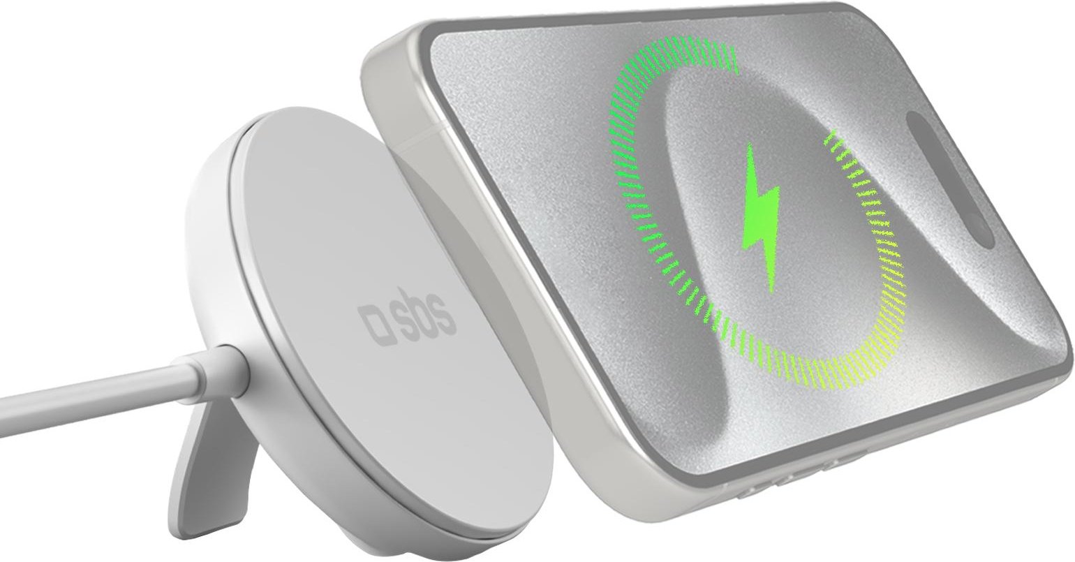 Kabellose Ladestation Qi2, MagSafe-kompatibel mit Standfunktion, Weiß