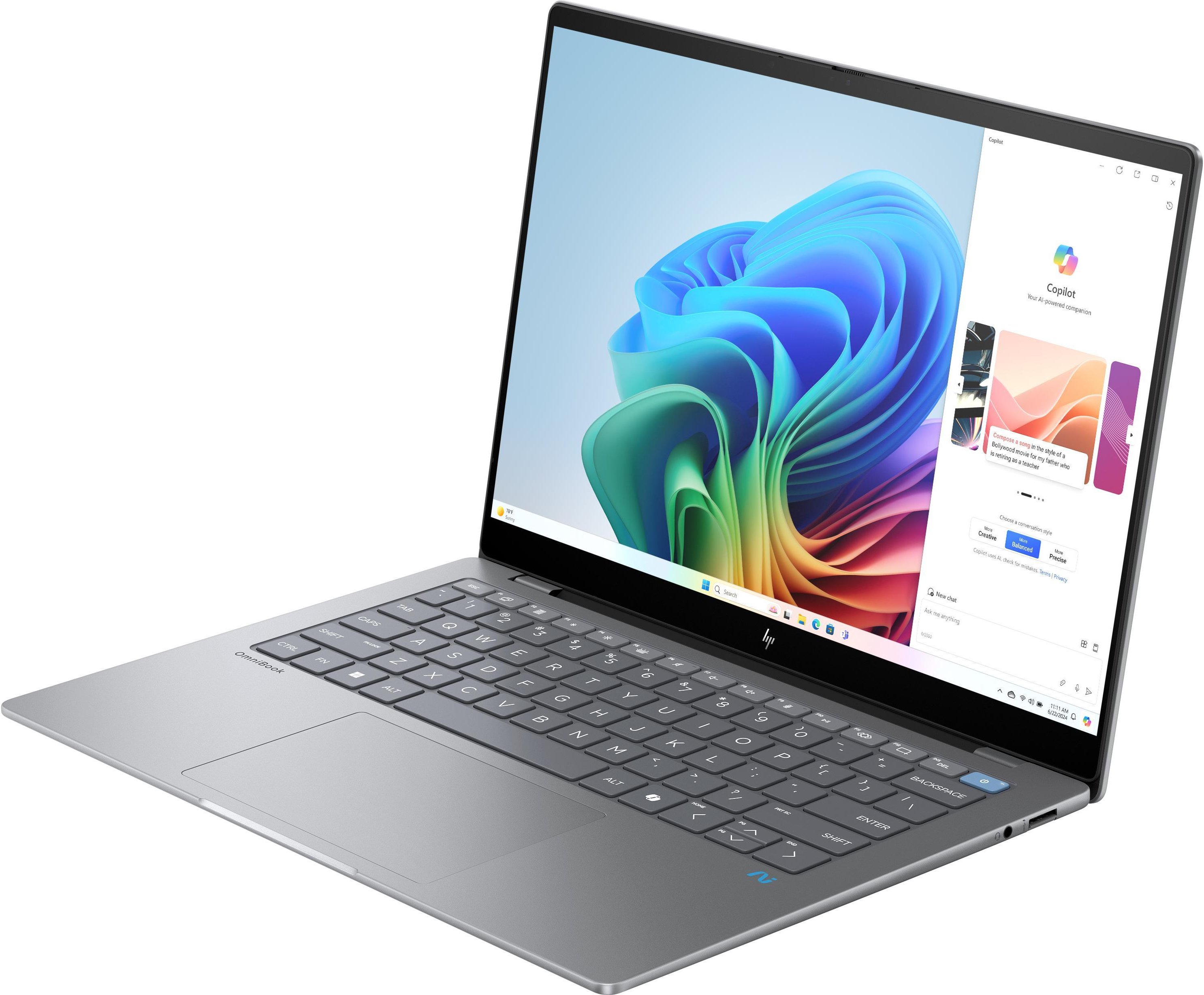 Notebook OmniBook X 14, Meteor Silver, Copilot+ PC, 14 Zoll, 2,2K, IPS, Snapdragon Elite, 16 GB, 1 TB M.2 SSD