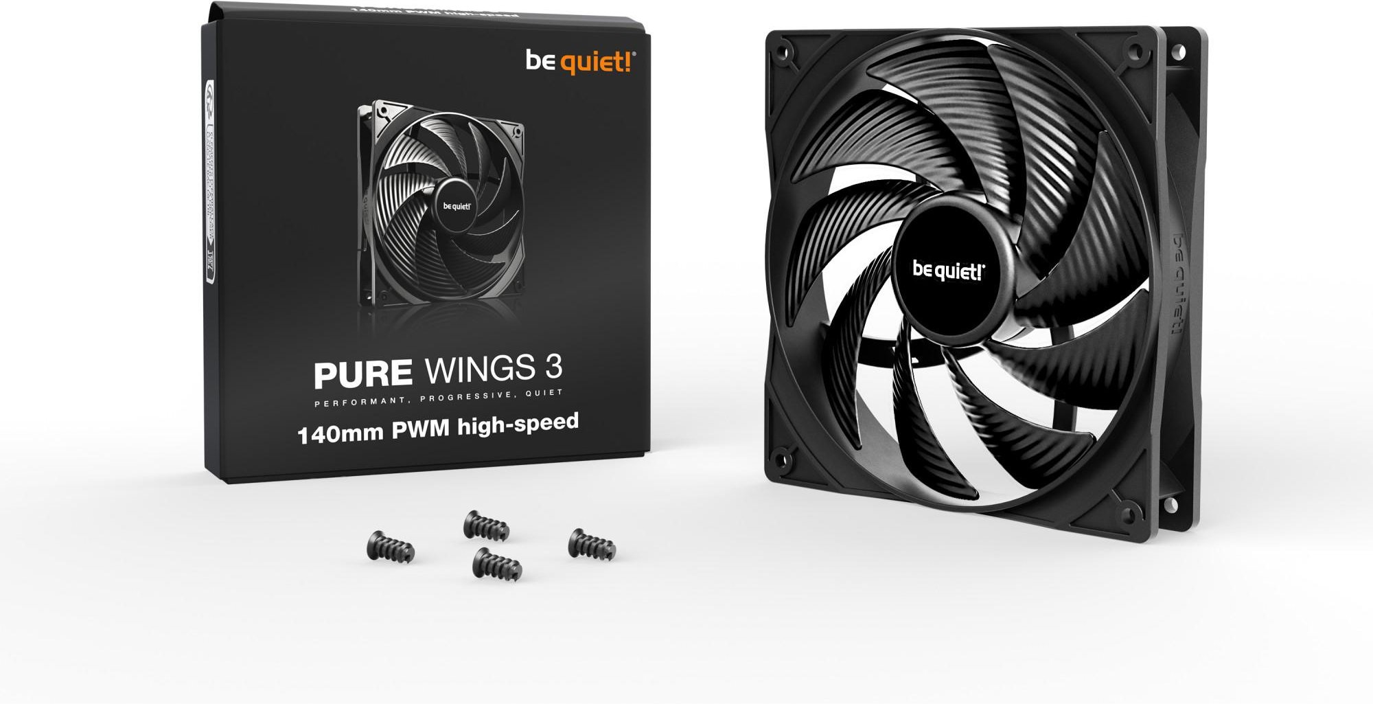 Pure Wings 3 140mm PWM high-speed Gehäuselüfter, Schwarz
