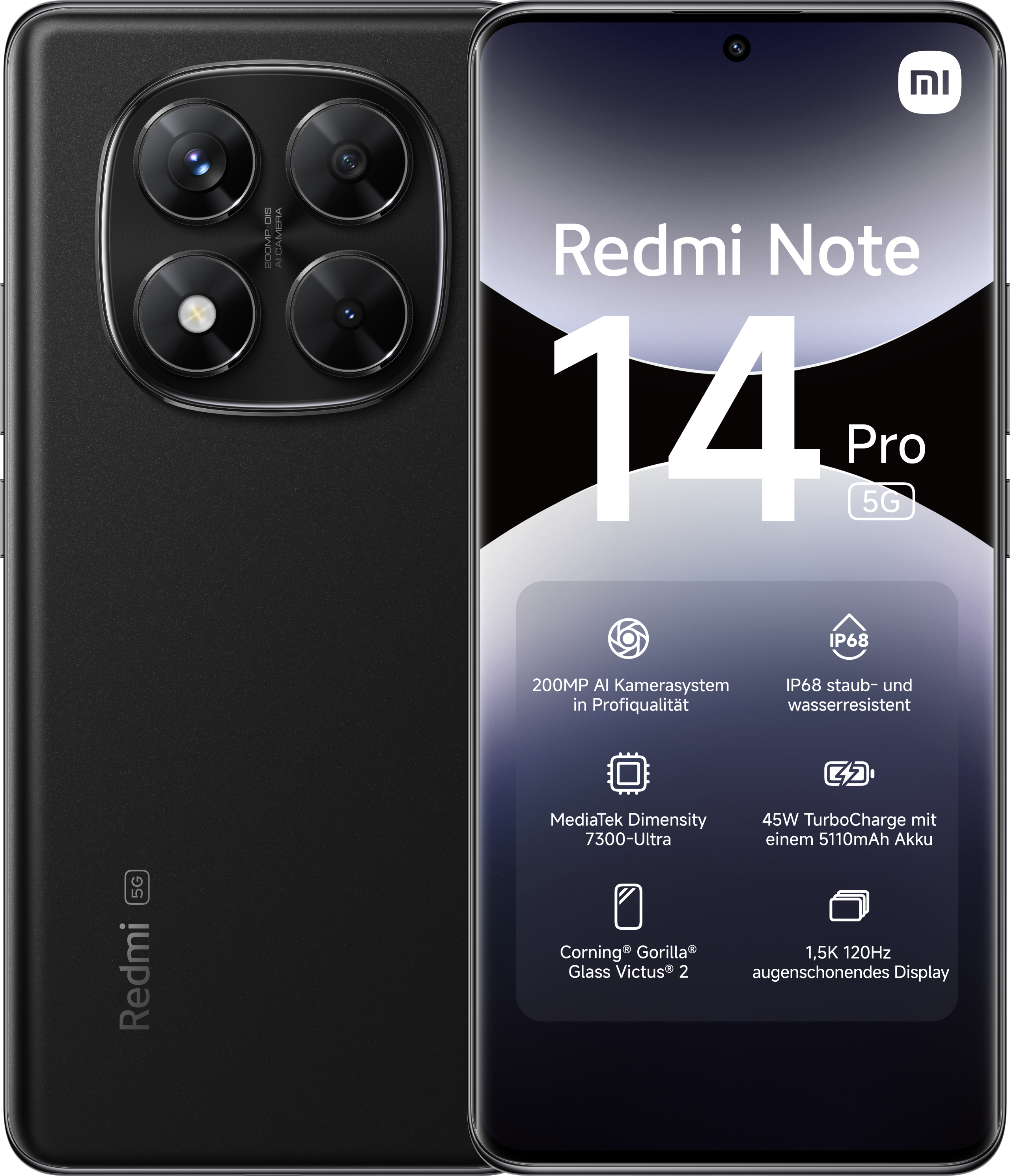 Redmi Note 14 Pro 5G 8GB + 256GB Midnight Black Smartphone