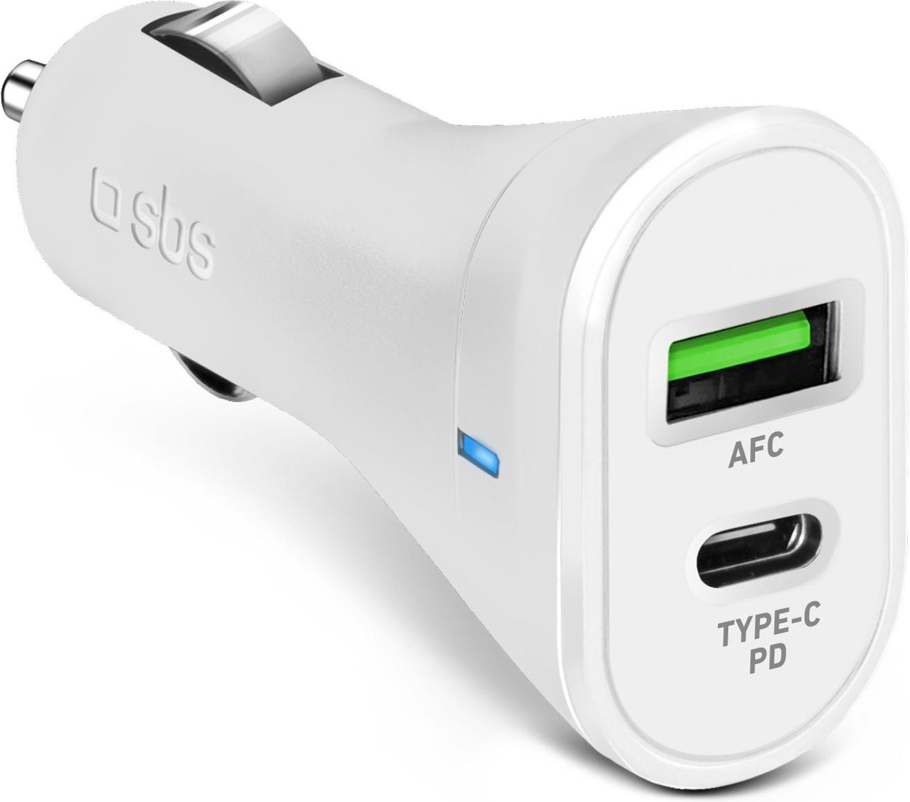 Autoladegerät, USB-C und USB-A, 20 W, Weiß
