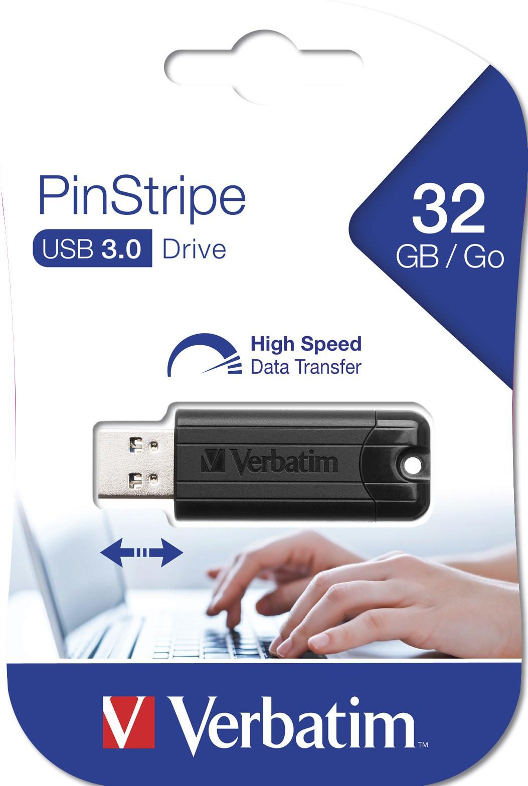 Verbatim PinStripe 3.0 - USB 3.0-Stick 32GB - Schwarz