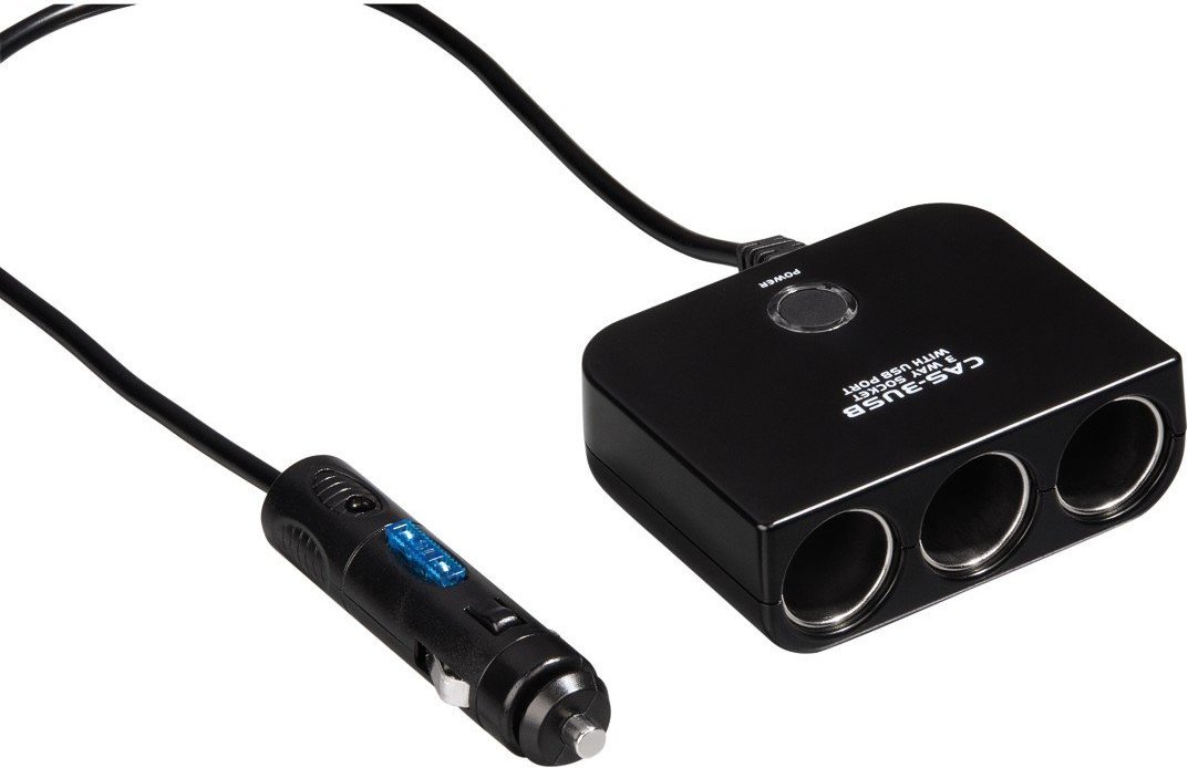 3-fach-Verteiler für Zigarettenanzünderbuchse, 12 V, mit USB, Schwarz (00093839)