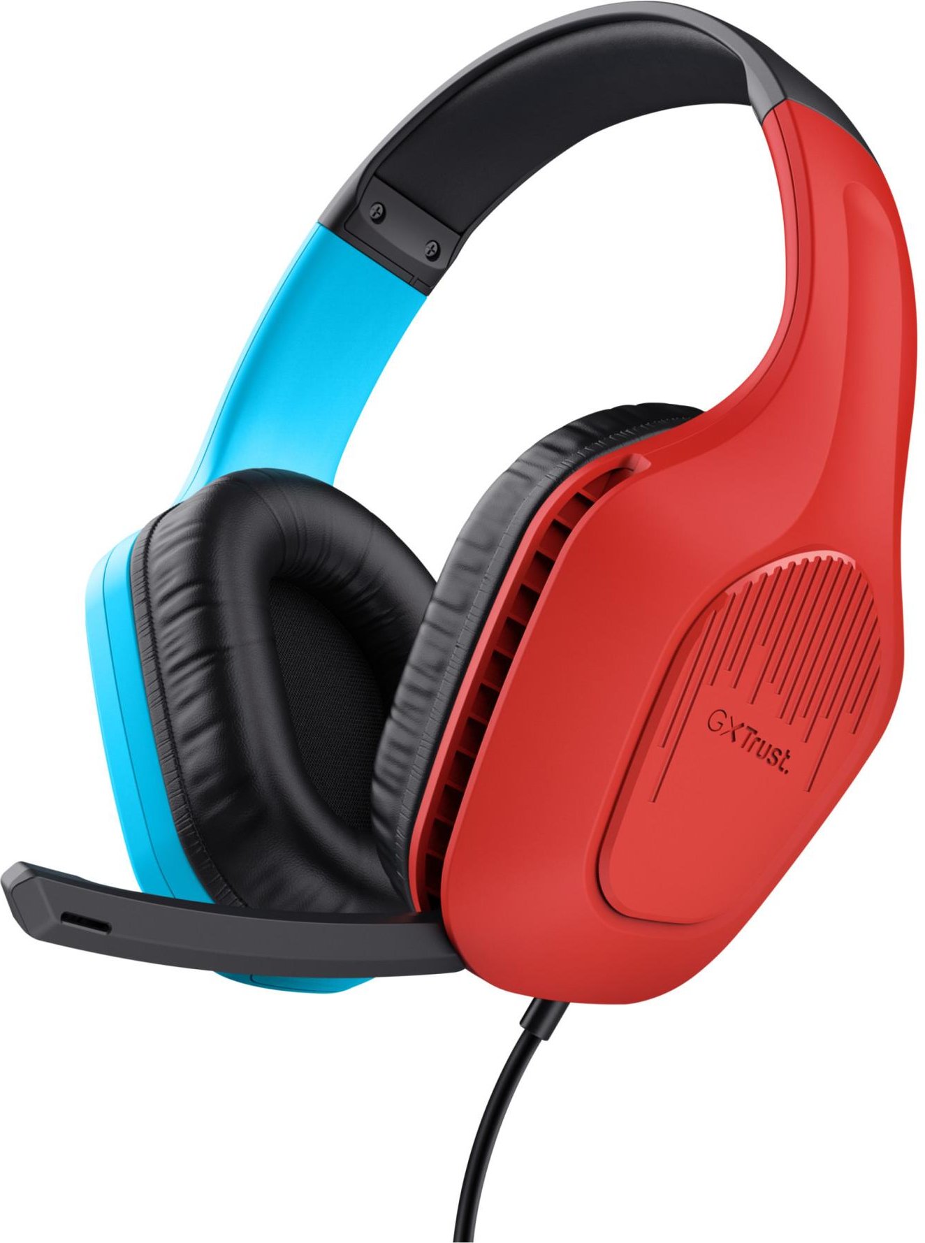 GXT 416S Zirox Federleichtes Gaming-Headset, Schwarz/Cyan/Rot