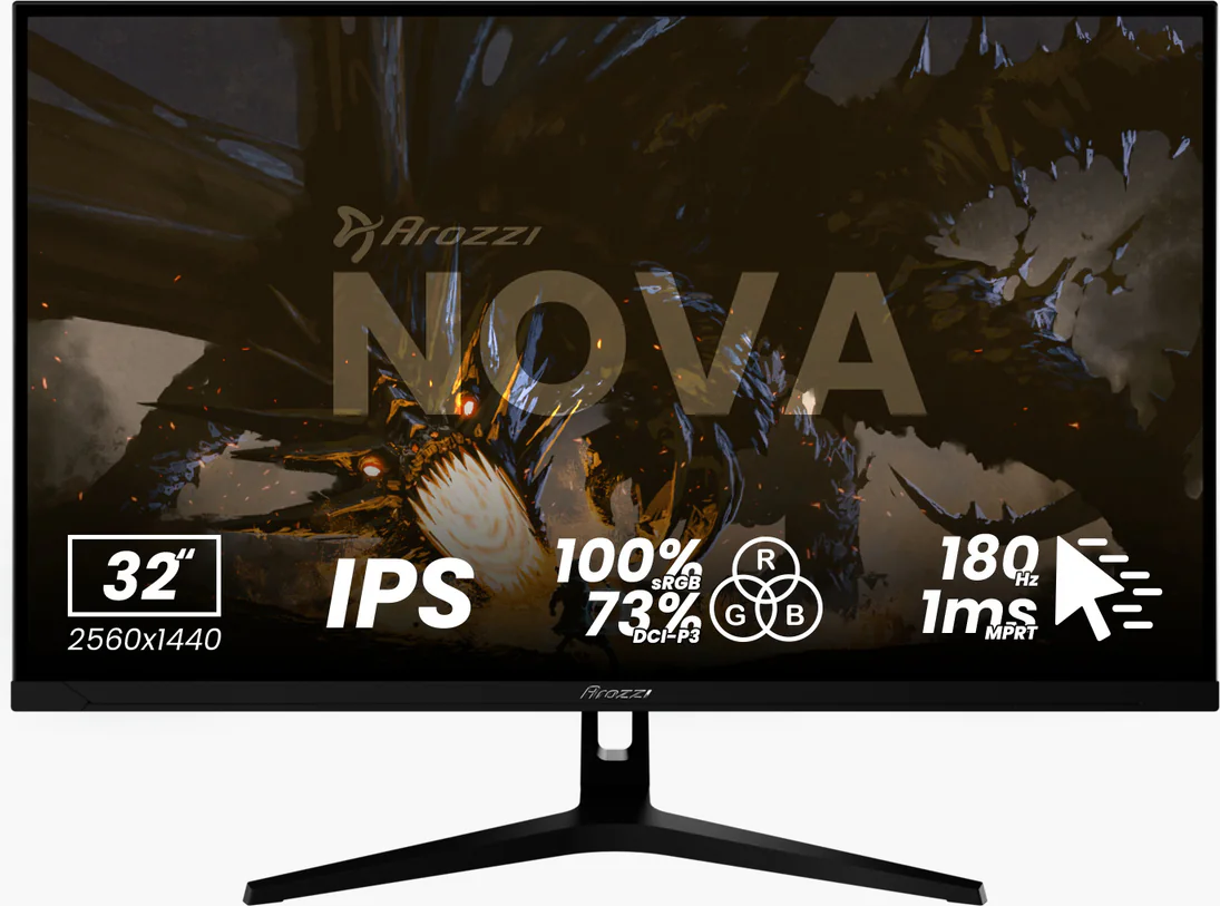 Nova, Schwarz, 32 Zoll, QHD, IPS, 180 Hz, 1 ms Gaming-Monitor