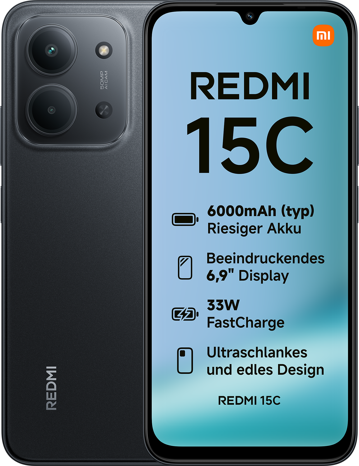 Redmi 15C 4G 4GB+128GB Midnight Black Smartphone