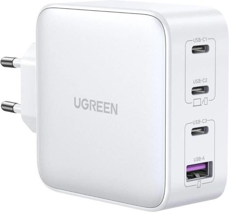100W GaN Ladegerät, USB-A, USB-C, Weiß