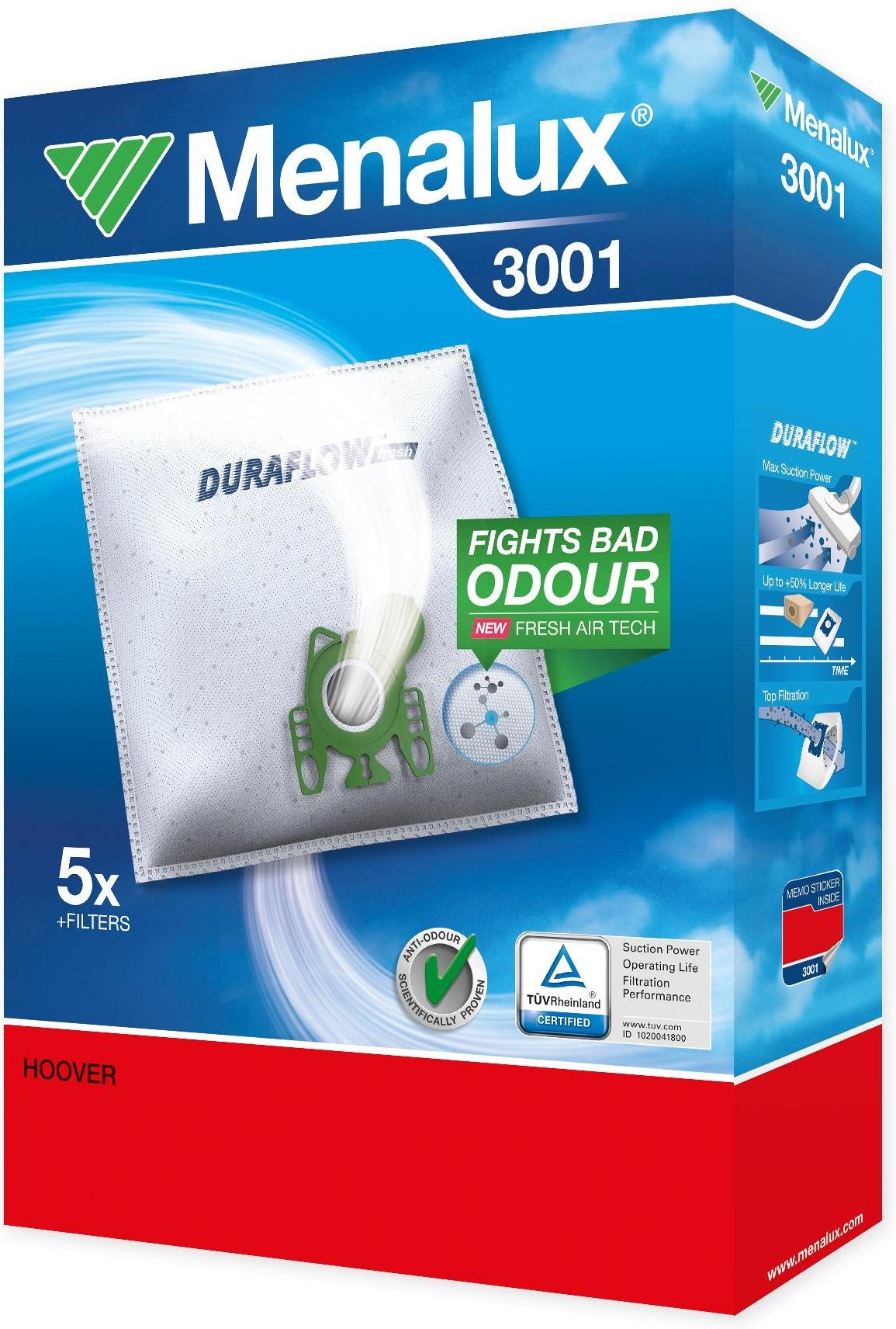 3001 (5 Beutel, 2 Filter) Staubsaugerbeutel