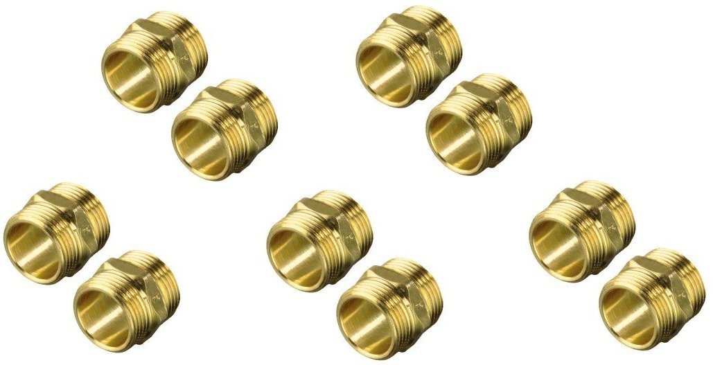 Zulaufschlauchverbinder aus Messing, 10 St./Polyb. (110965)