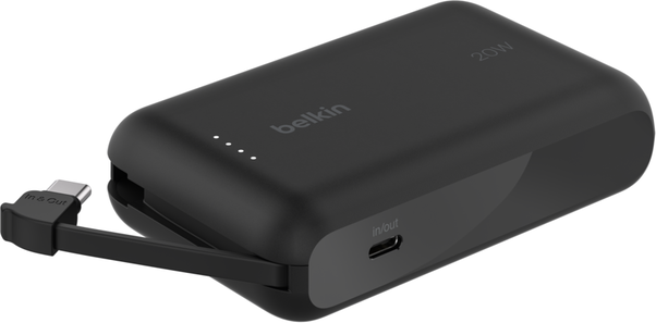 BoostCharge Powerbank 10K mit integriertem Kabel, schwarz