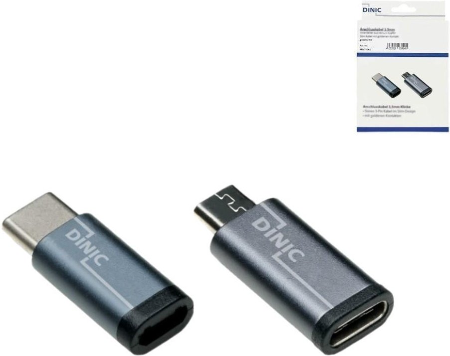 2x USB Adapter, USB-C Stecker auf Micro-USB Buchse + USB-C Buchse auf Micro-USB Stecker, Grau
