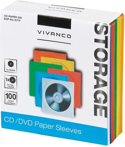 CD/DVD Papier-Umschläge, 100er Pack (31711)