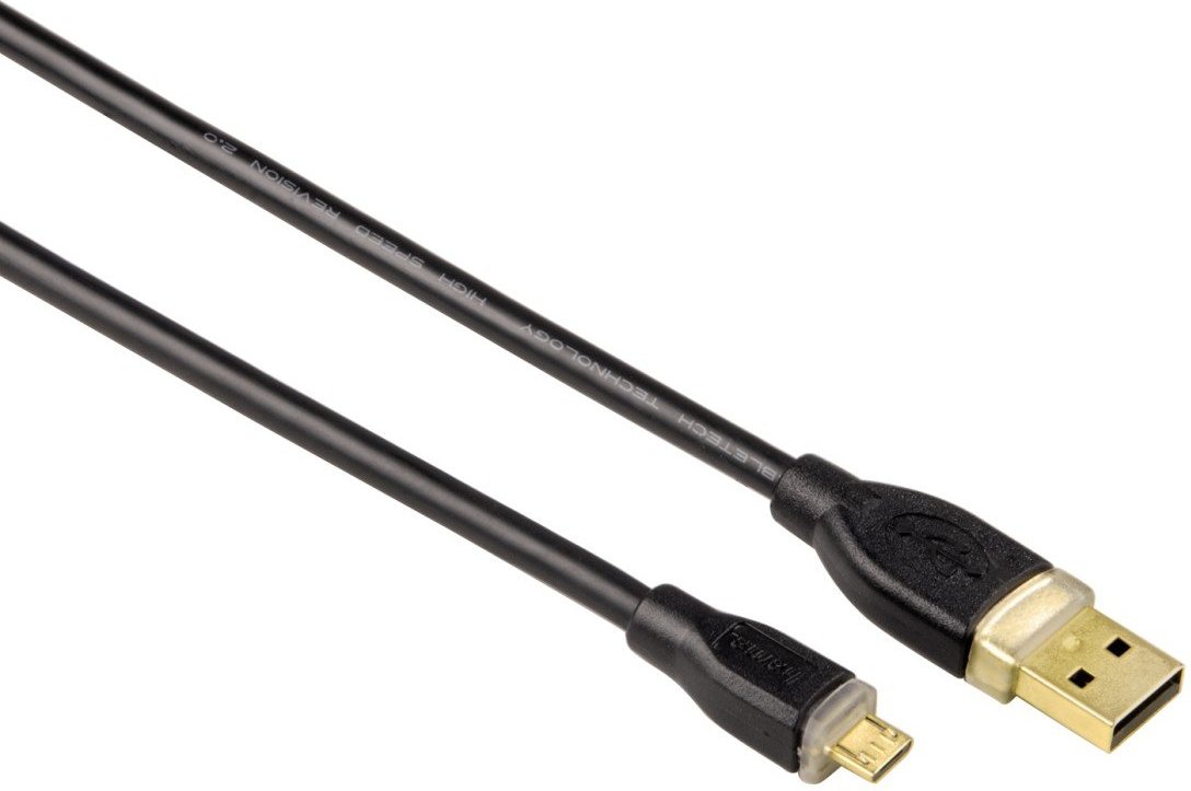 Micro-USB-2.0-Kabel, vergoldet, doppelt geschirmt, Schwarz, 0,75 m (00078490)