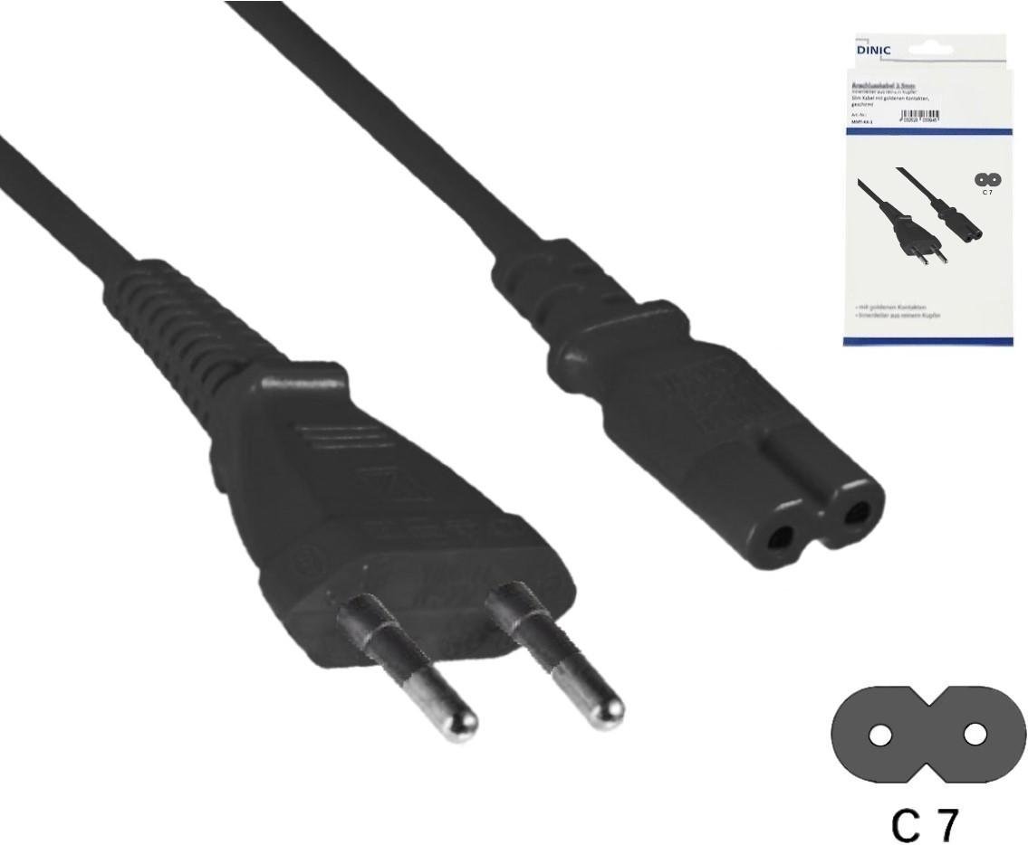 Netzkabel Eurostecker Typ C auf C7, 0,75mm², Eurostecker/IEC 60320-C7, VDE, schwarz, Länge 0.50m