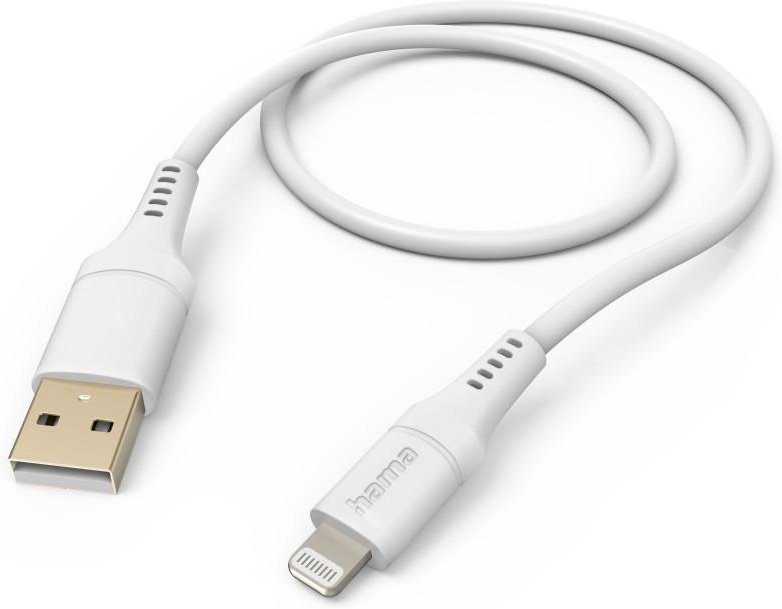 Ladekabel "Flexible", USB-A - Lightning, 1,5 m, Silikon, für iPhone, Weiß (00201568)
