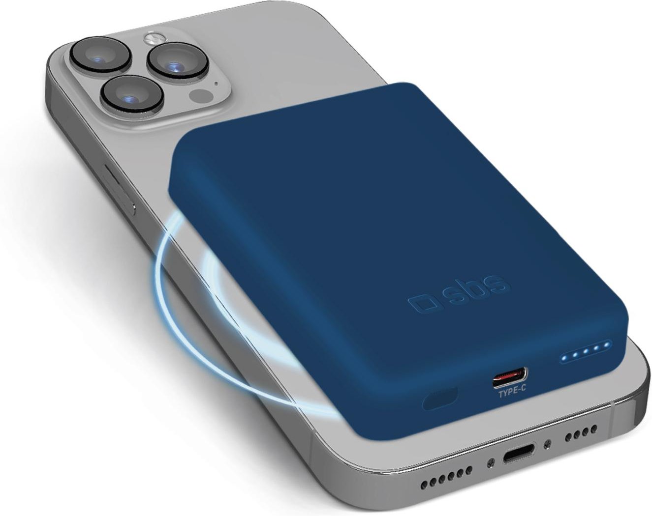 5000 mAh kabellose magnetische Powerbank, Blau