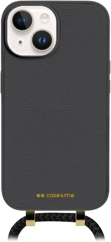 Case & Me Handyhülle mit Kette für iPhone 15, 6,1 Zoll, Schwarz