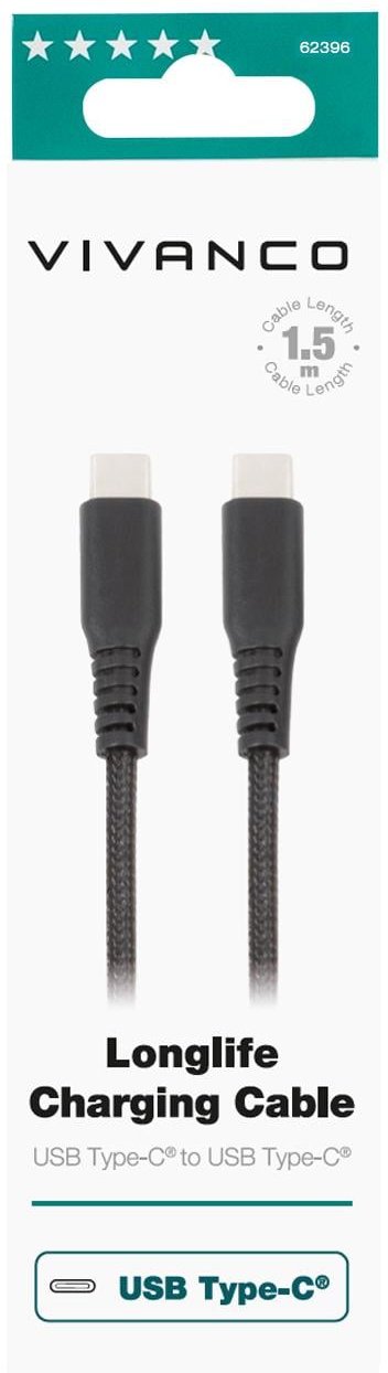 LongLife Charging Cable, USB Type-C™, Daten- u. Ladekabel, 1,5m (62396)