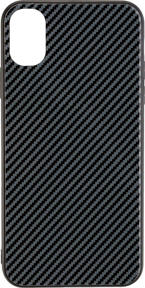 Glas Back Cover CARBON Design für Samsung Galaxy A41 Black Handyhülle