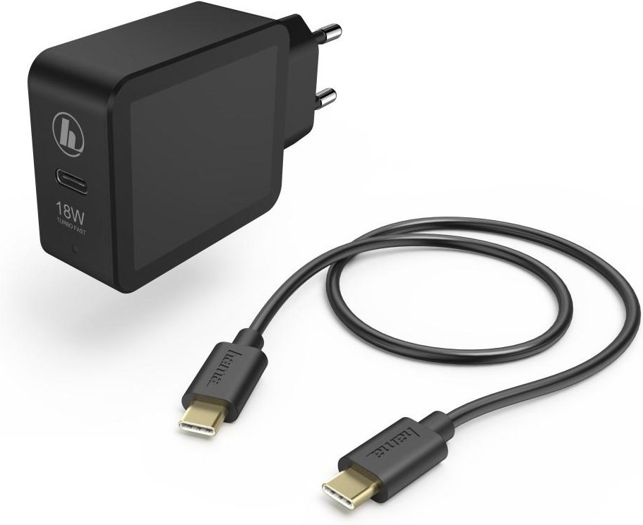 Ladeset, USB-C, PD/Qualcomm®, 18W, USB-C-Kabel, 1,5 m, Schwarz (00183326)