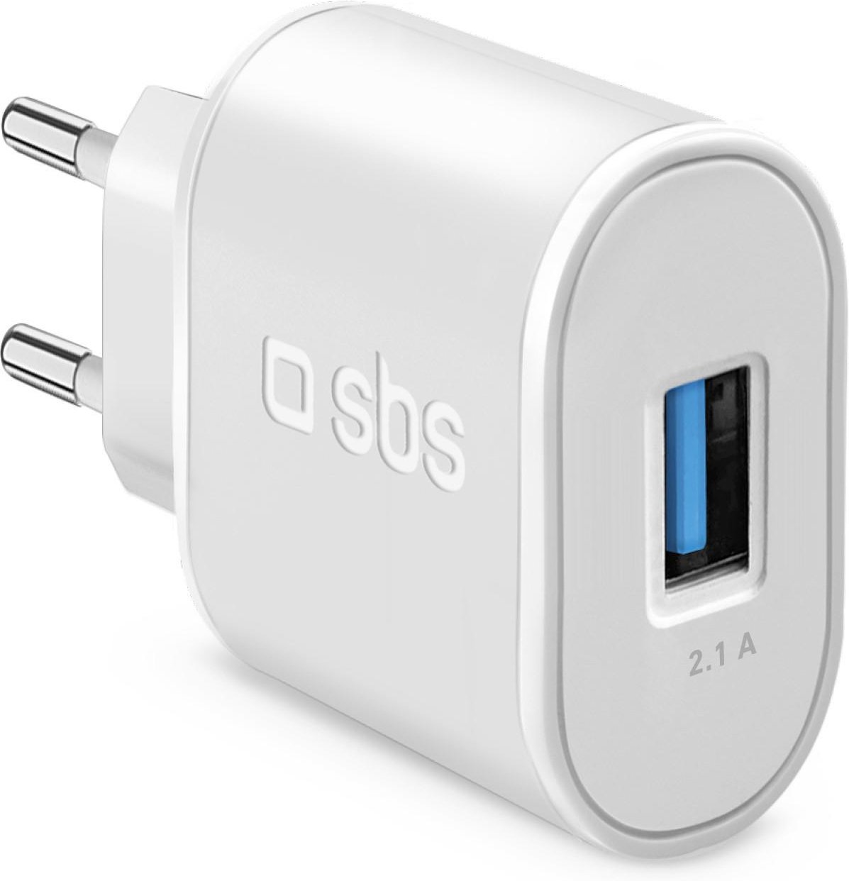 USB-Reiseladegerät mit 10 Watt, 2,1 A, USB-A, Weiß