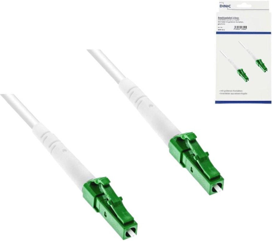 Anschlusskabel für Glasfaser-Router, Simplex, OS2, LC/APC 8° auf LC/APC 8° 10m