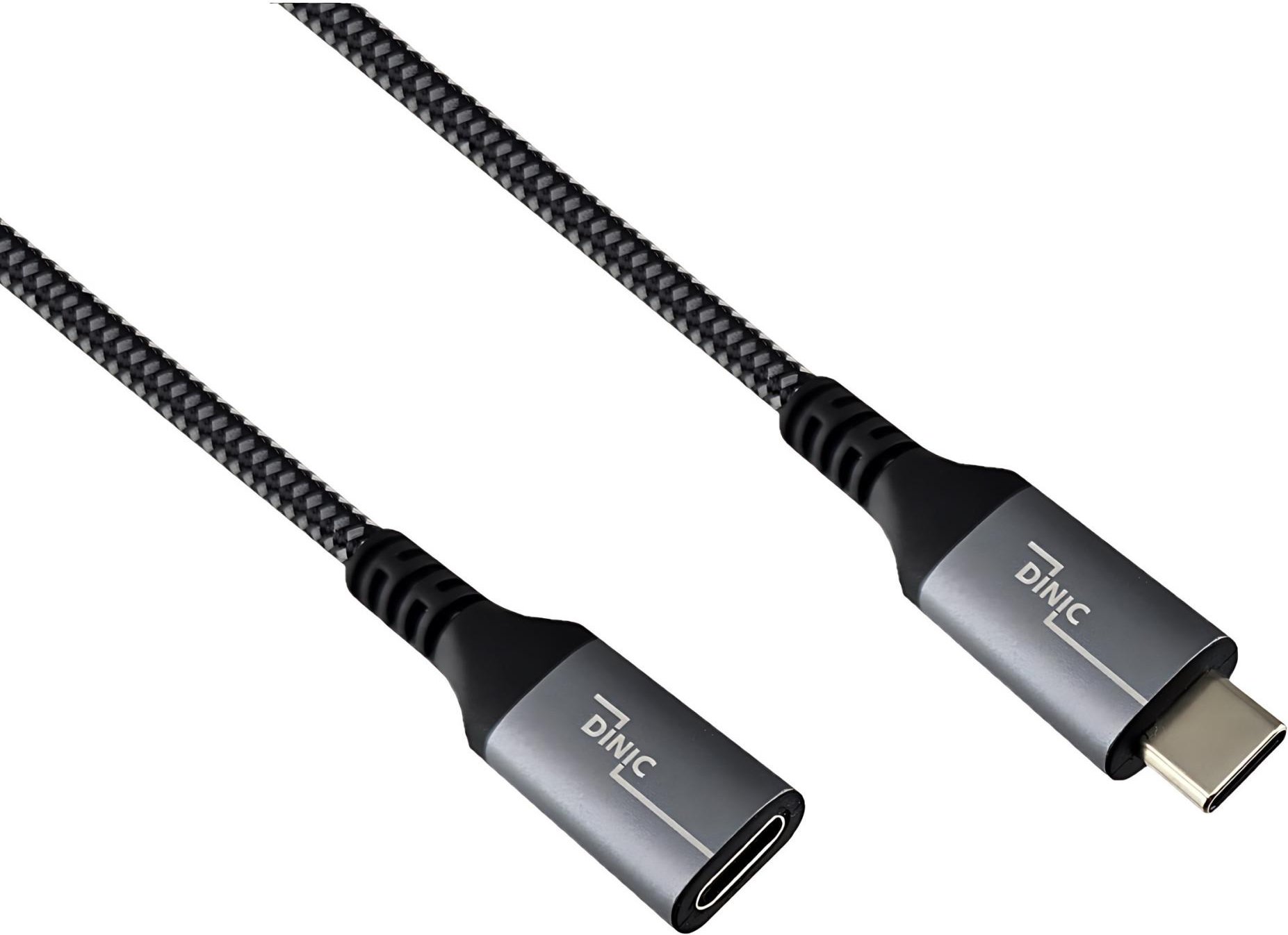 USB 4.0 Verlängerung, 240W PD, 40Gbps, Typ C auf C, Alu Stecker, Nylon Kabel, Schwarz
