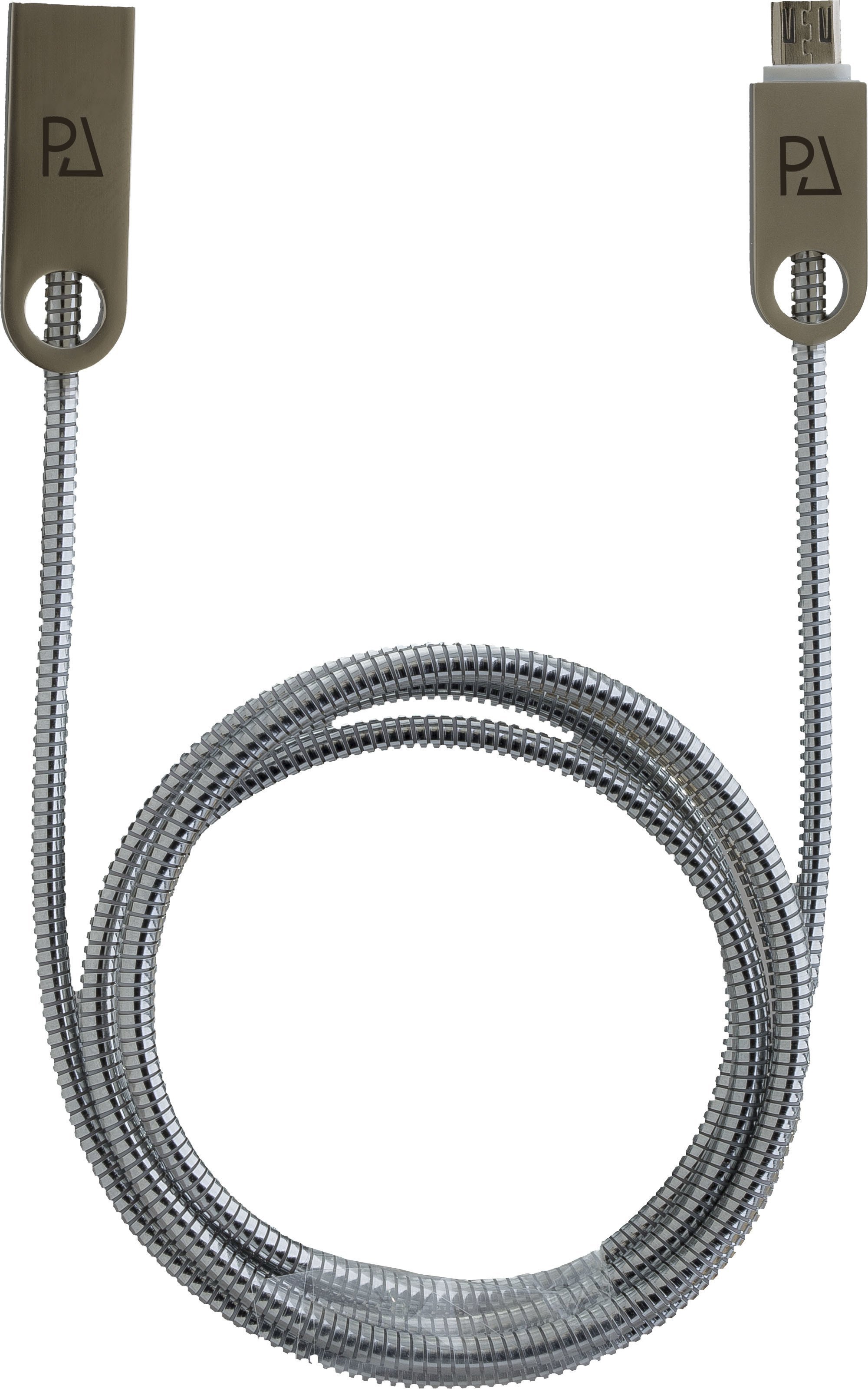 USB Datenkabel Metal High End Micro-USB Silber mit Sync- und Ladefunktion