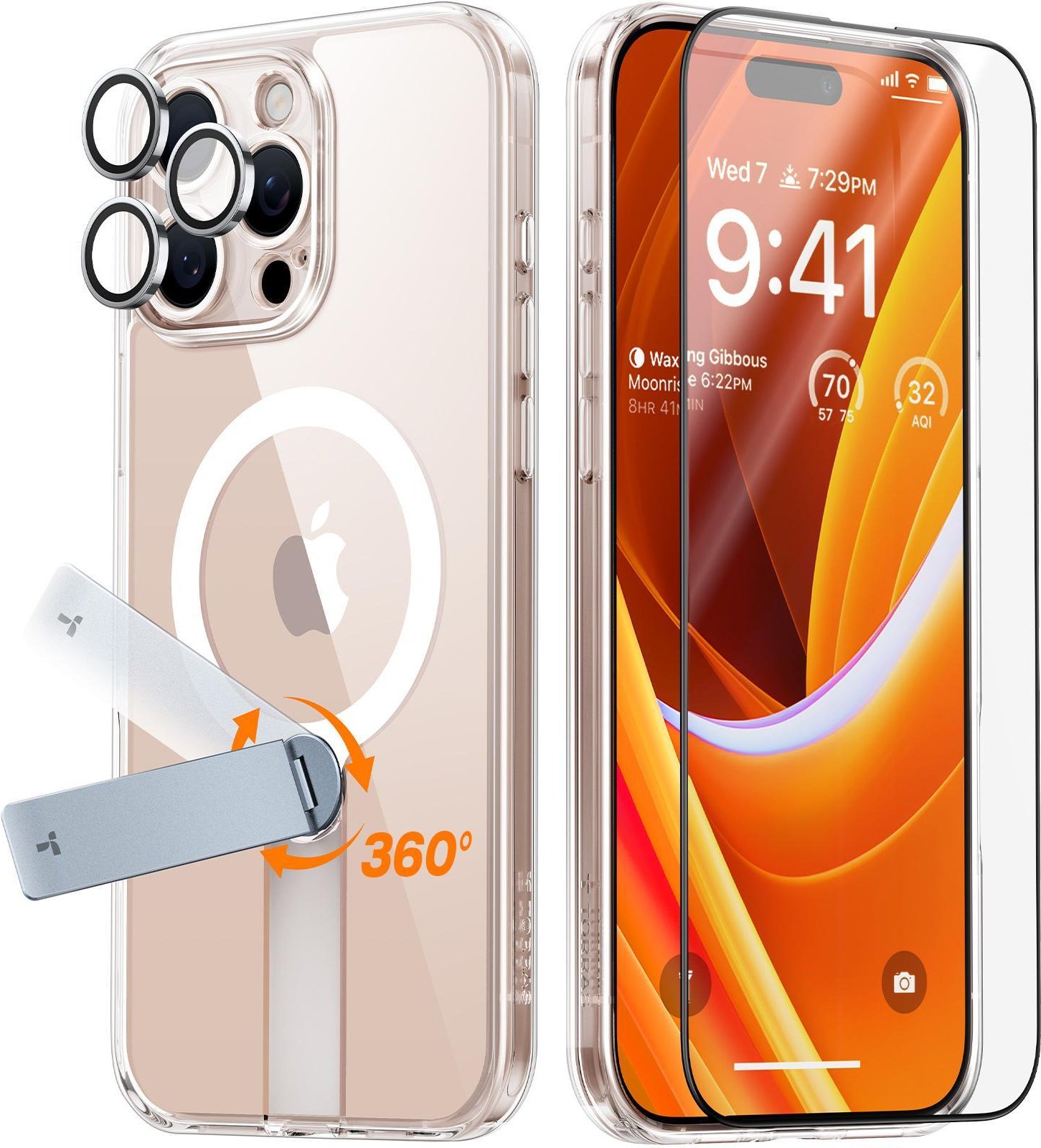 Pstand Spin 3-in-1 Bundle für iPhone 16 Pro Clear Handyhülle