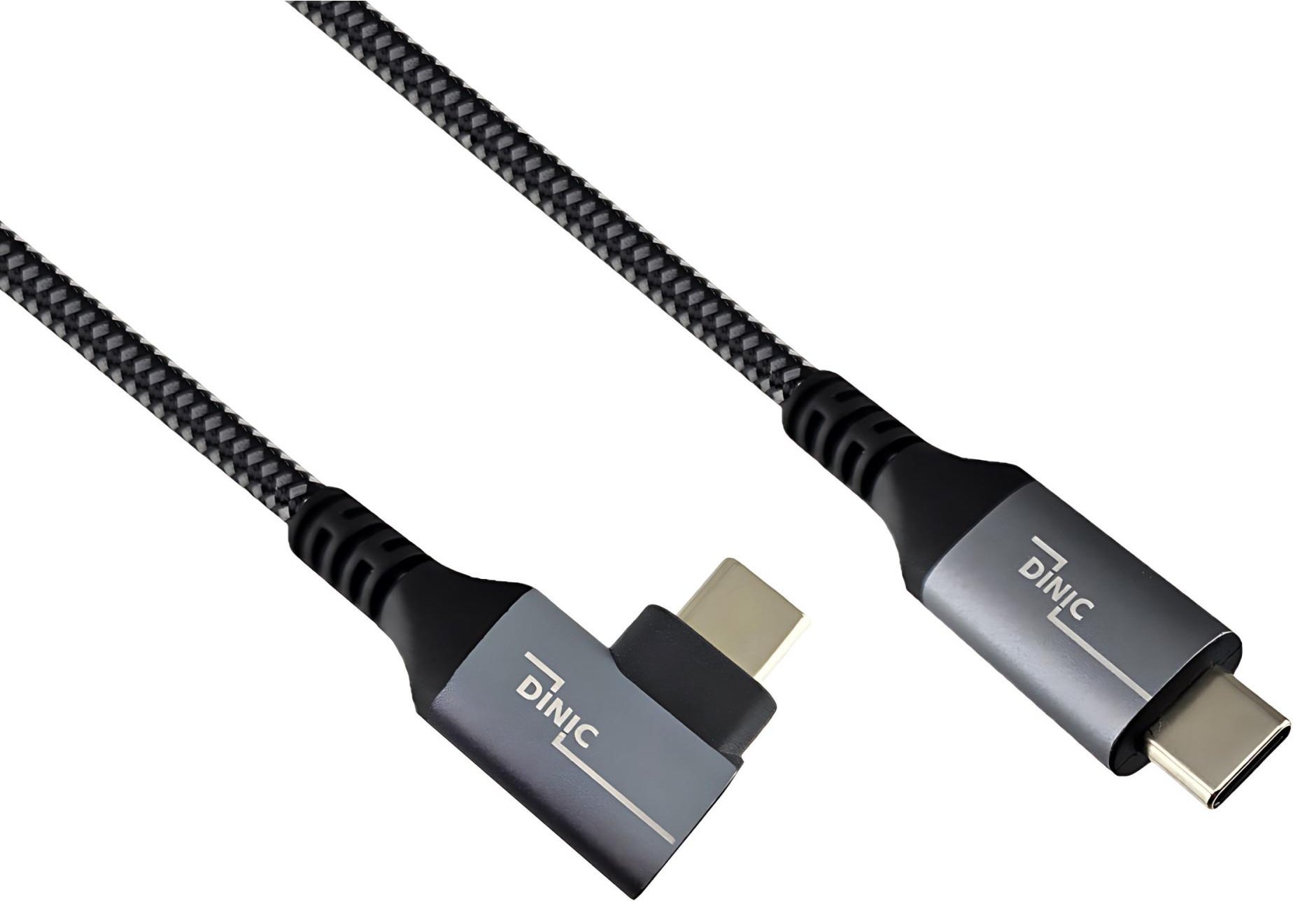 USB C 4.0 Daten und Ladekabel, Typ C gerade auf 90° Winkel, schwarz, 1m