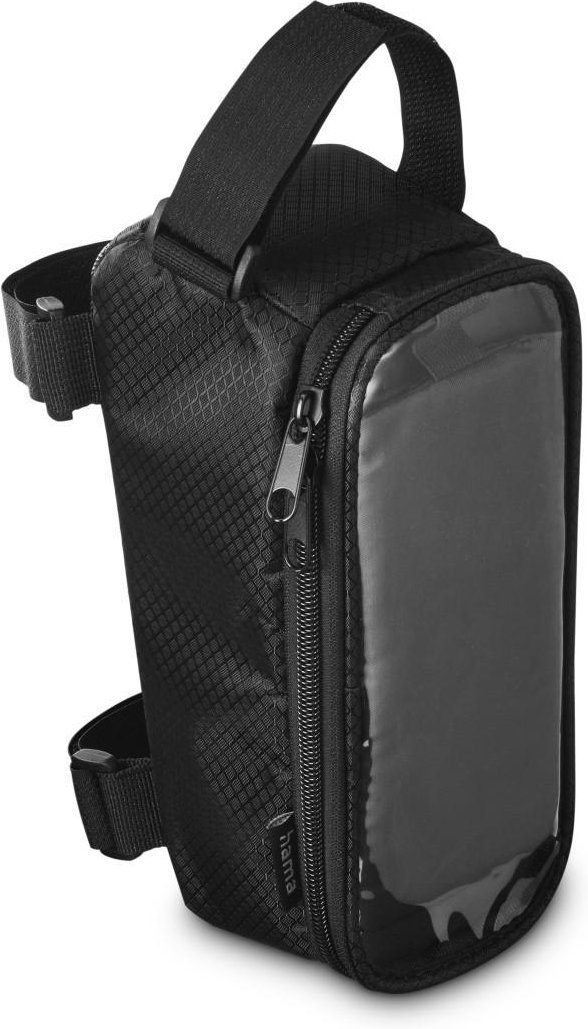 Fahrrad-Rahmentasche mit durchsichtigem Handy-Fach, für Oberrohr, Schwarz (00121353)