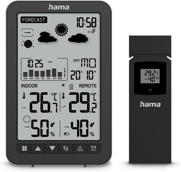 Wetterstation "Ko Samui", mit Außensensor, Funk, Wecker, Schwarz (00222219)
