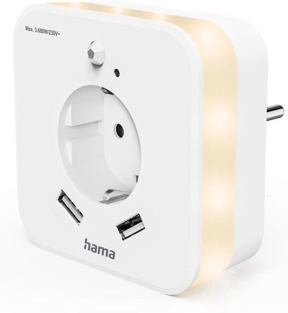 LED-Nachtlicht mit Steckdose, 2 USB-Ausgänge, Bewegungsmelder, Lichtsensor (00223507)