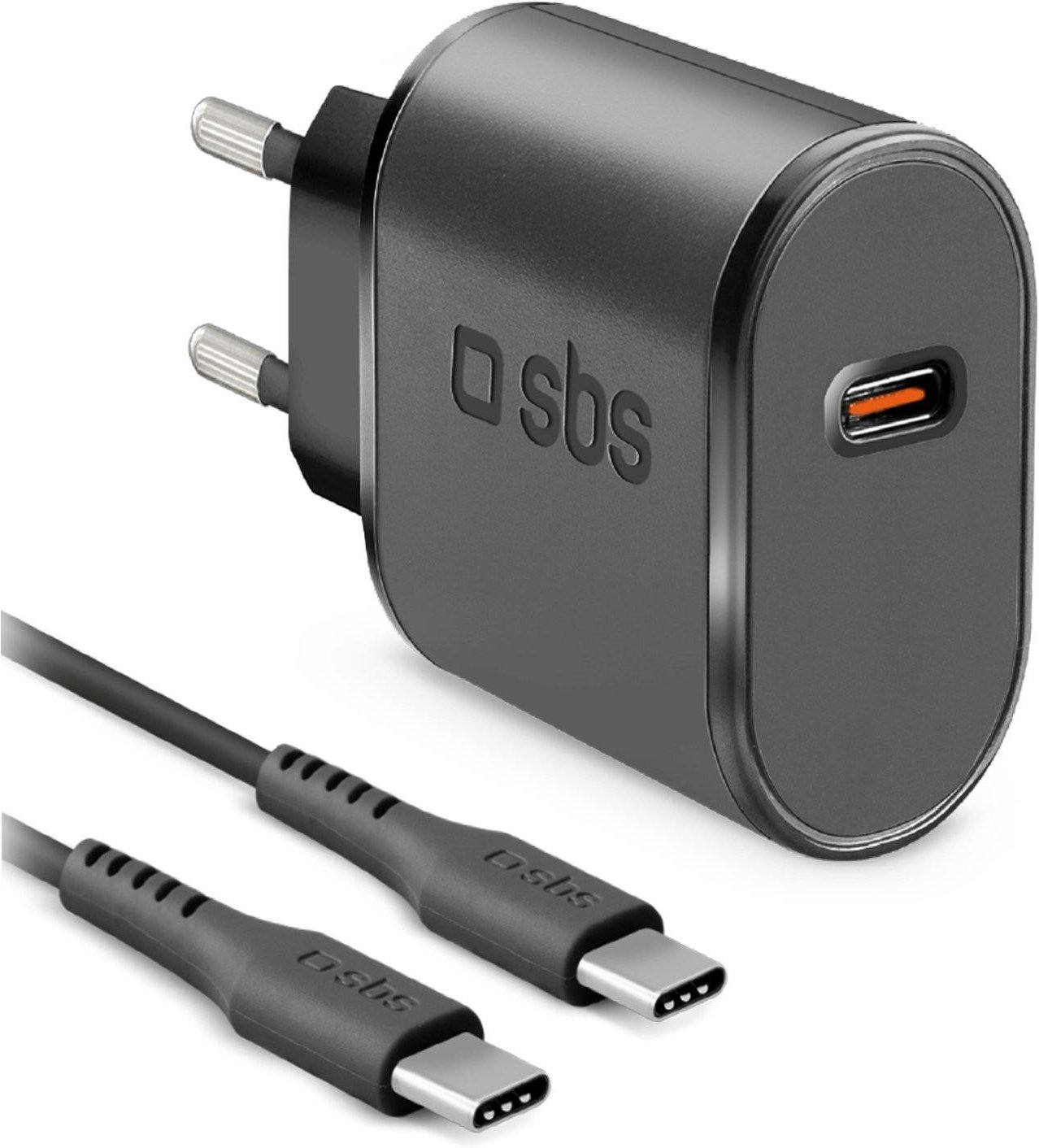 Kit mit 15W Netzladegerät und Kabel, USB-C auf USB-C, 1 m, Schwarz
