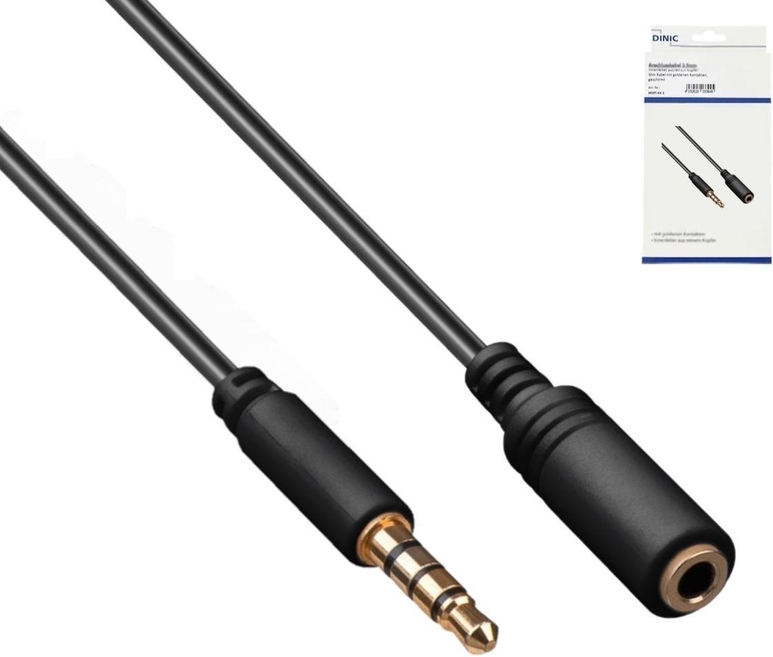 Audioverlängerung 3,5mm 4pin Klinke, 4-Pin Klinkenverlängerung, Stecker auf Buchse, Schwarz, 3m