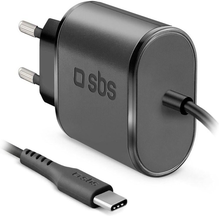 Reiseladegerät mit USB-C-Kabel, 3.1 A, 10 W, 1 m, Schwarz