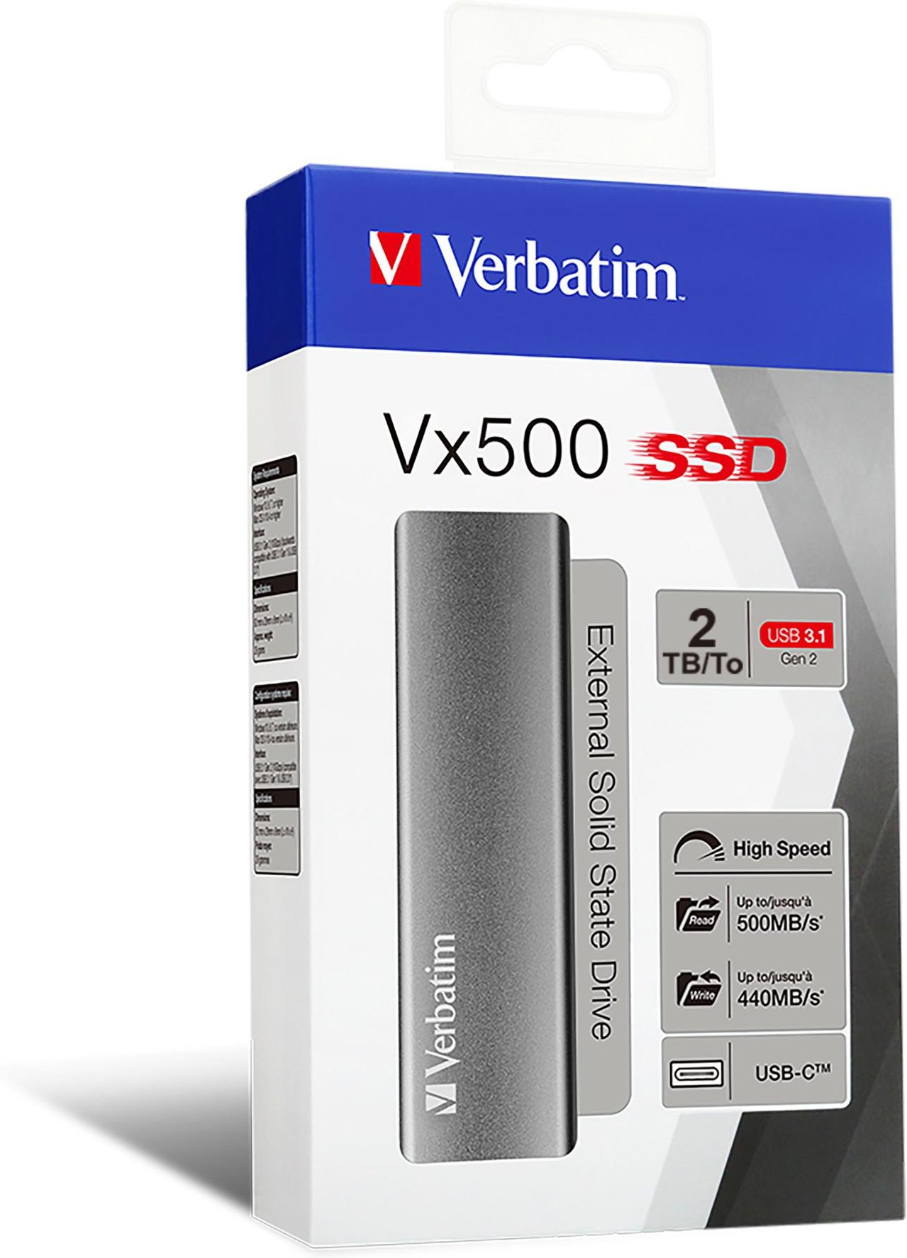 Vx500, 2 TB, USB 3.1 Gen2, Silber