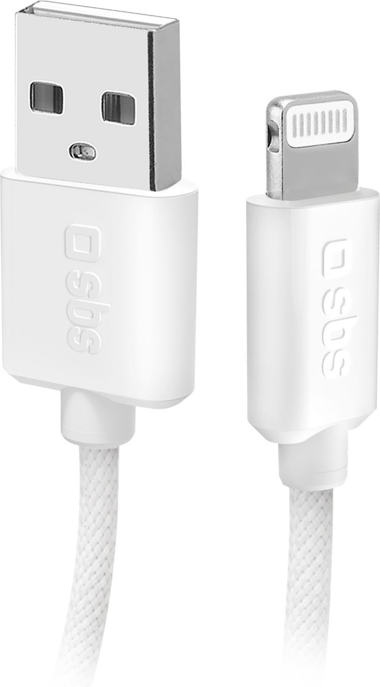 Textilkabel mit Kabelhalter, USB-A auf Lightning, 1,5 m, Weiß