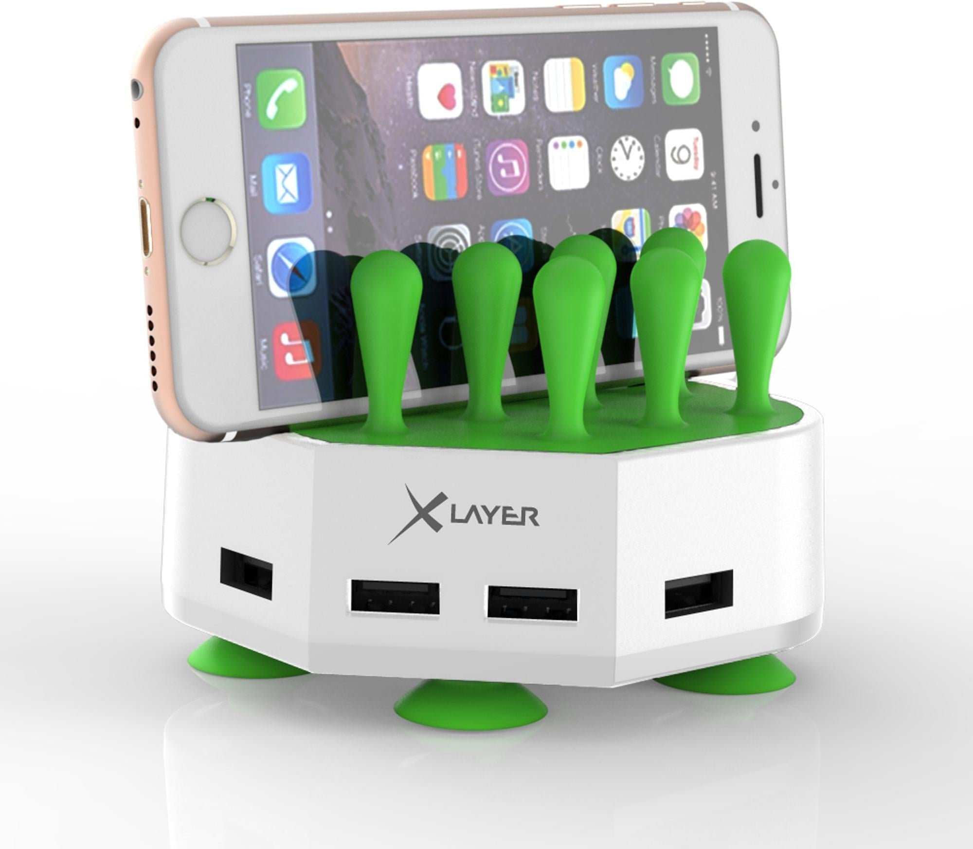 Ladegerät (USB-A) Family Charger Mini, 4-Port USB, grün-weiß