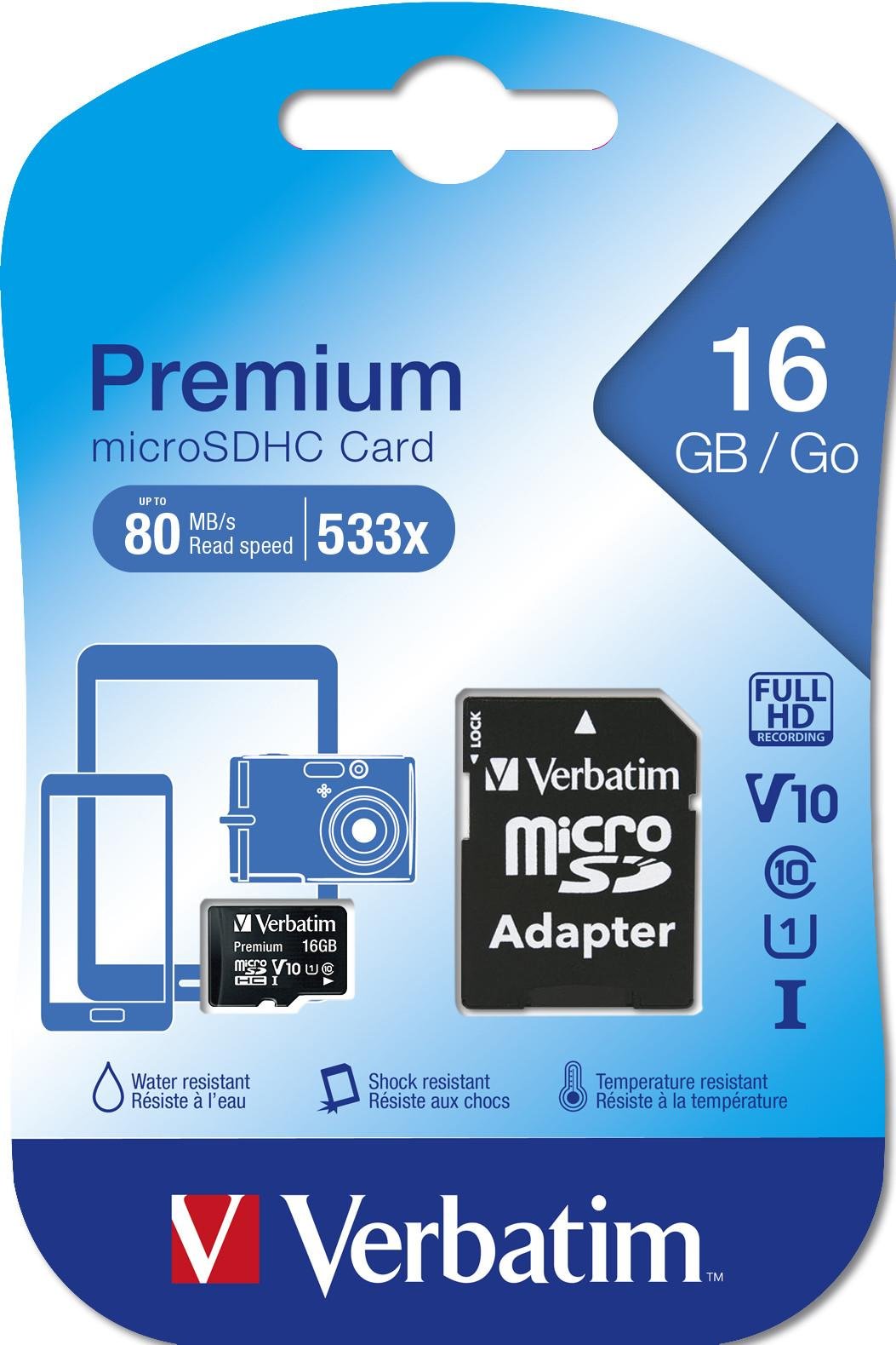 Thumbnail - Premium 16GB C10/U1 + Adapter micro SDXC Speicherkarte